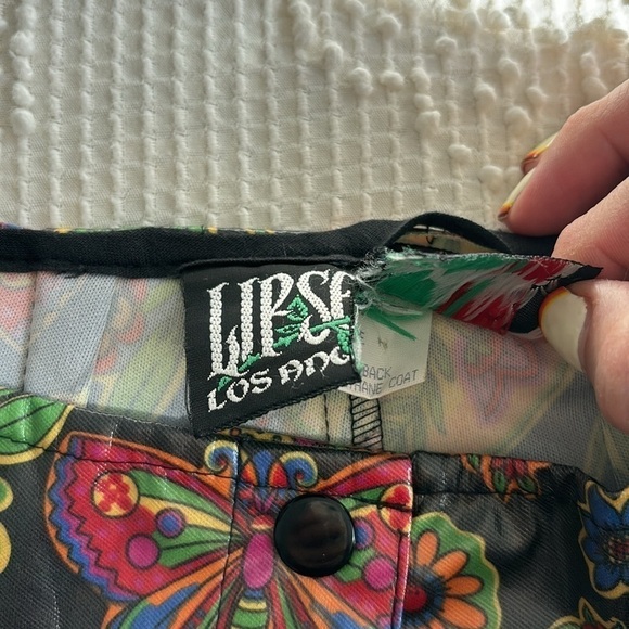 Rare Vintage Lip Service Los Angeles poly coated butterfly  floral groovy pants - Picture 11 of 12
